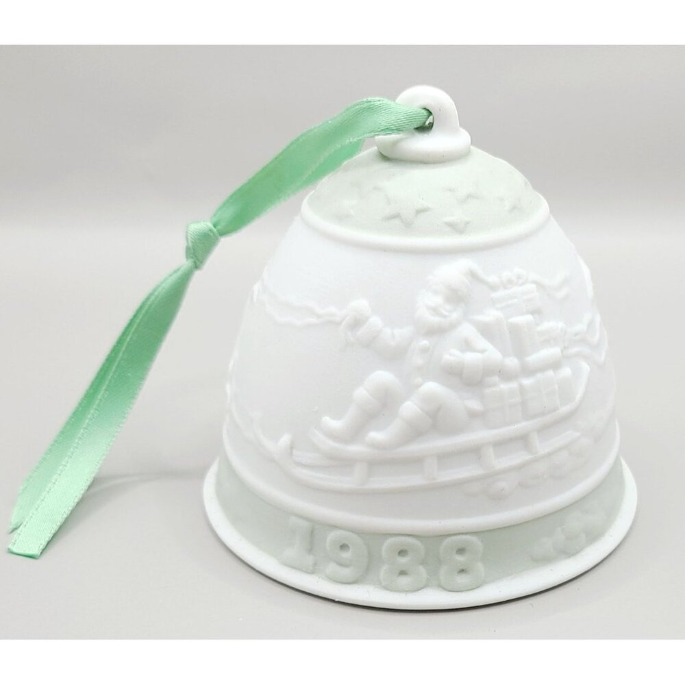 Lladro 1988 Christmas Bell Ornament Box & Certificate Porcelain Santa Reindeer - Picture 2 of 11